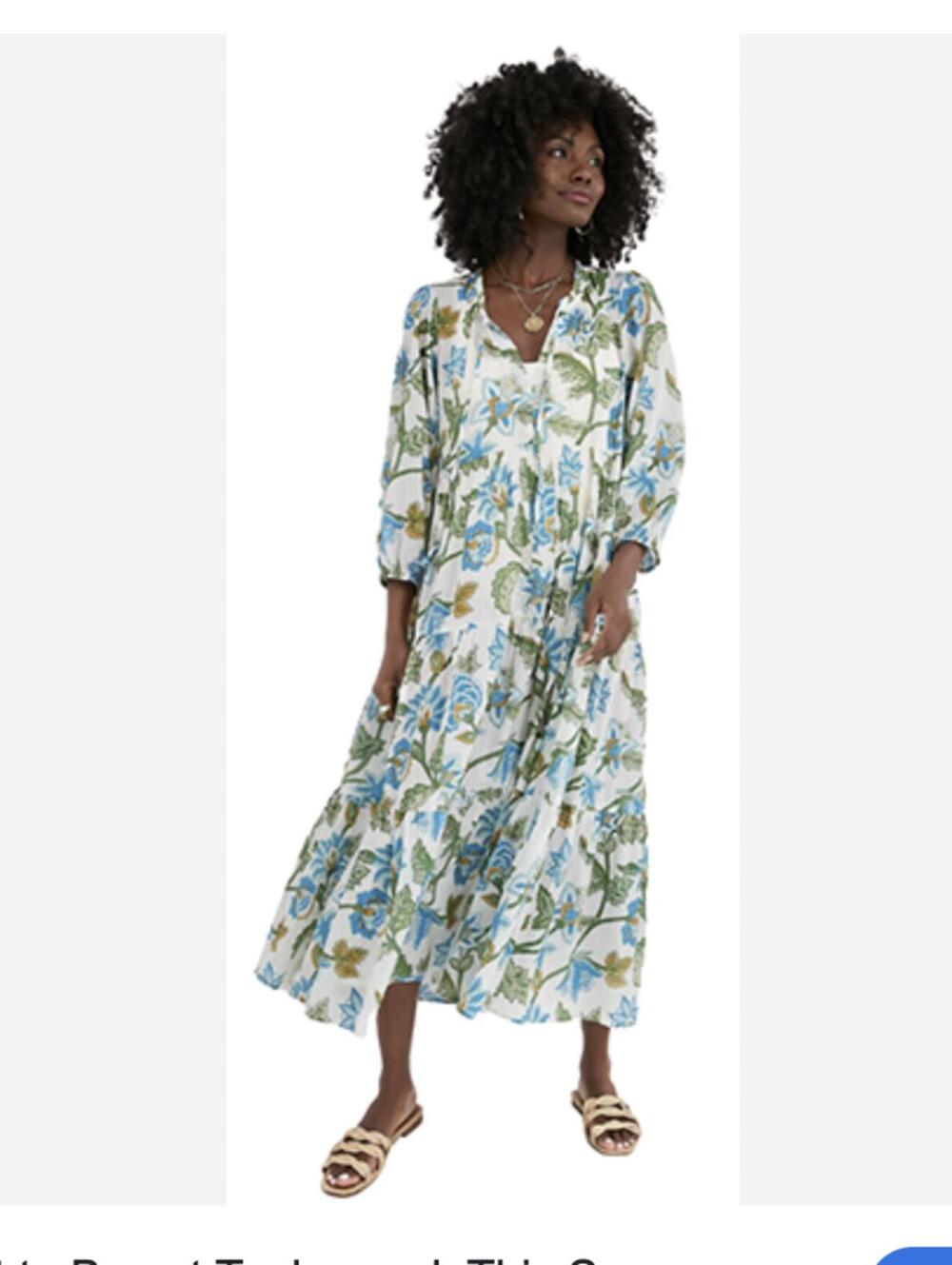Tuckernuck Sea Glass Chintz Salty Paloma Caftan Dress Size‎ M